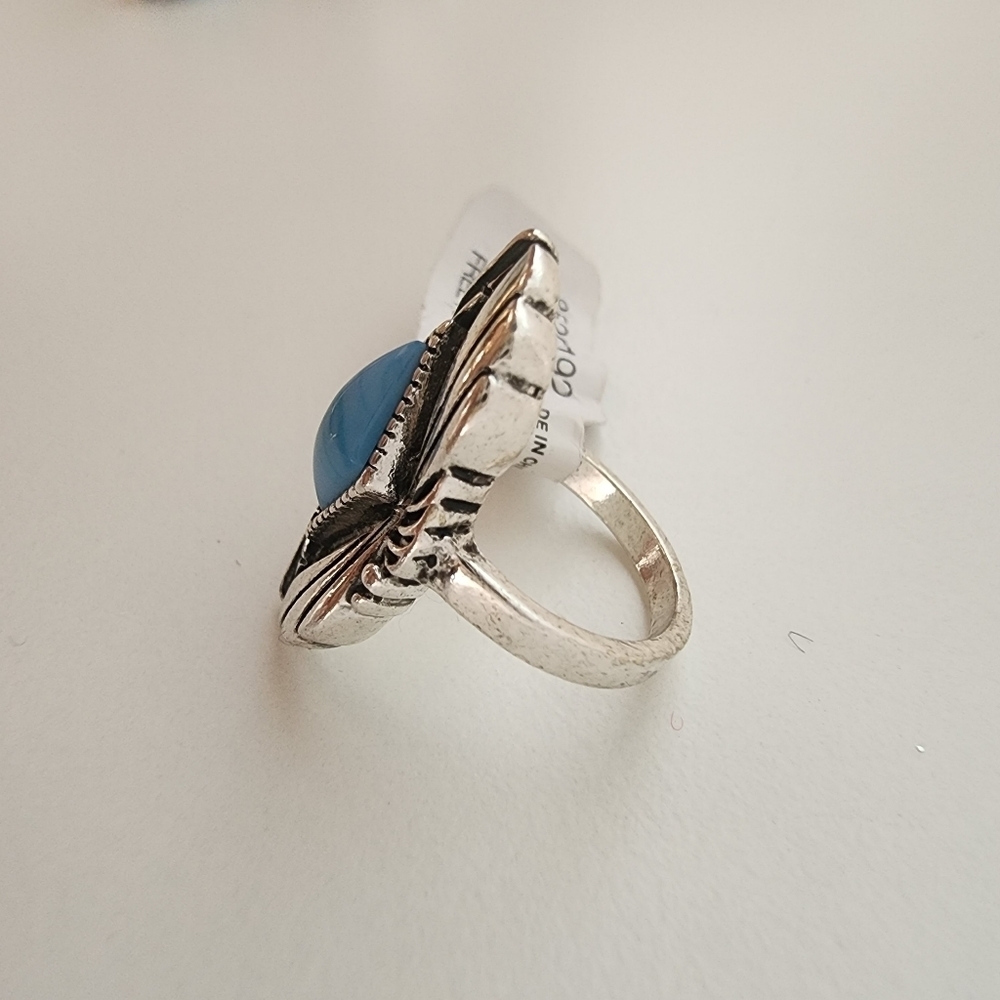 NWT Free People Silver Blue Boho Ring SIZE 7 - Picture 6 of 8
